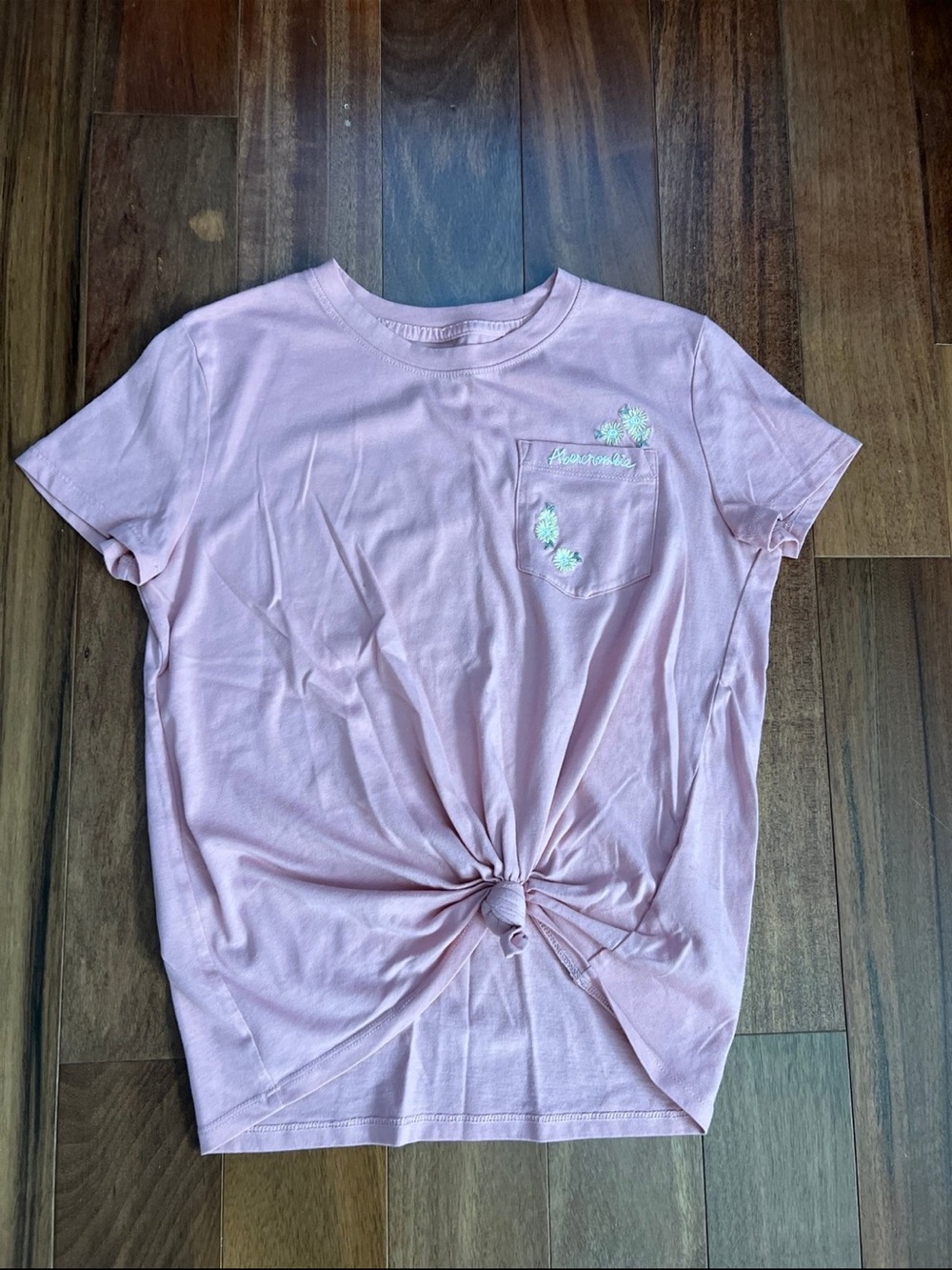 abercrombie kids Dusty Pink Tee with Embroidered Pocket